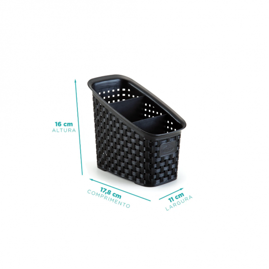Organizador Multiuso Nitron Rattan Preto Organizador Multiuso Nitron Rattan Preto