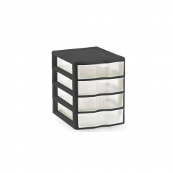 Gaveteiro Plástico com 4 Gavetas Nitron Preto 