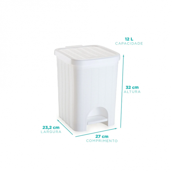 Lixeira com Pedal 12L Nitron Vime Branca Lixeira com Pedal 12L Nitron Vime Branca