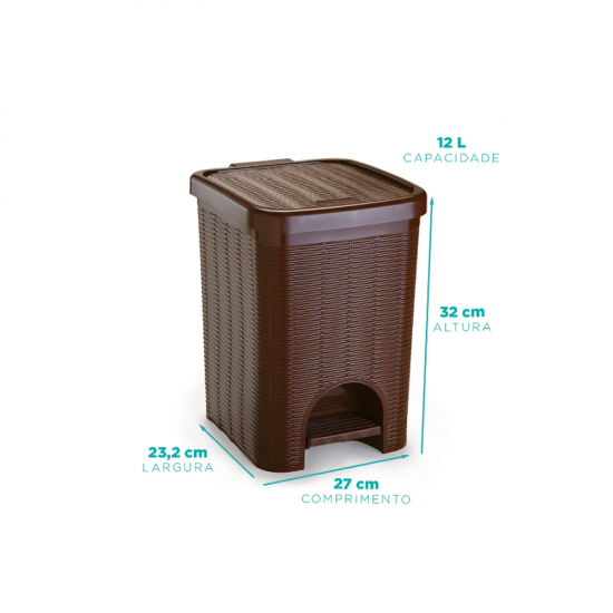 Lixeira com Pedal 12L Nitron Vime Marrom Lixeira com Pedal 12L Nitron Vime Marrom