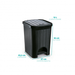 Lixeira com Pedal 12L Nitron Vime Preta