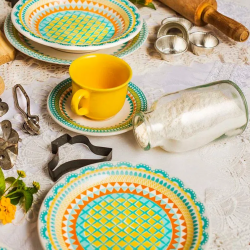 Prato de Louça Fundo 23cm Oxford Floreal Bilro Prato de Louça Fundo 23cm Oxford Floreal Bilro