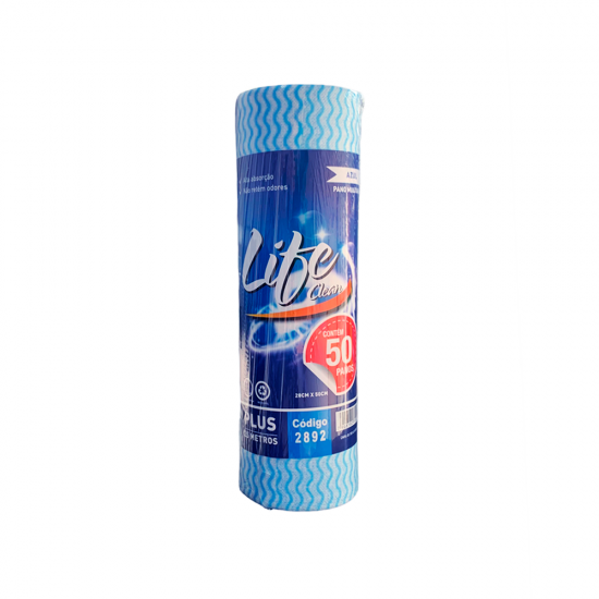 Pano Tipo Perfex Multiuso Azul Life Clean com 50 panos de 28x50cm Pano Tipo Perfex Multiuso Azul Life Clean com 50 panos de 28x50cm