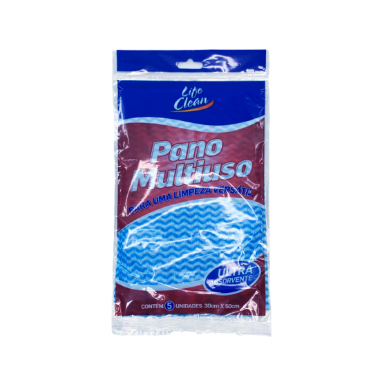 Pano Tipo Perfex Multiuso Azul Life Clean com 5 panos 30x50cm Pano Tipo Perfex Multiuso Azul Life Clean com 5 panos 30x50cm