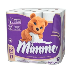 Papel Higiênico Folha Dupla Mimmo Neutro com 12 rolos 30 metros