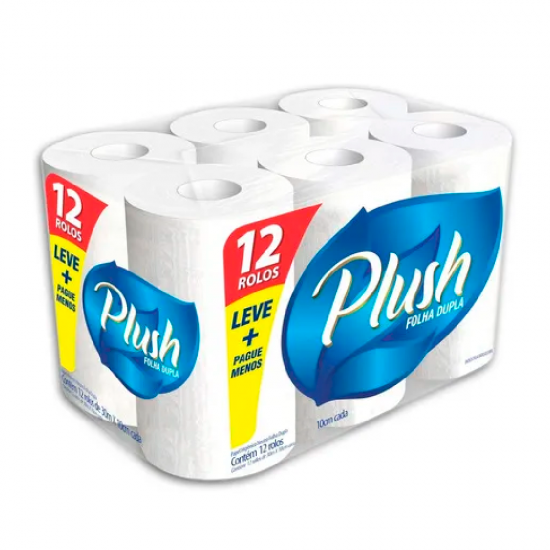 Papel Higiênico Folha Dupla Plush c/12 rolos 20 metros