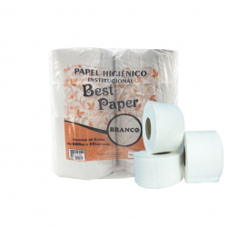 Papel Higiênico Rolão Branco Folha Simples com 8 rolos de 550g