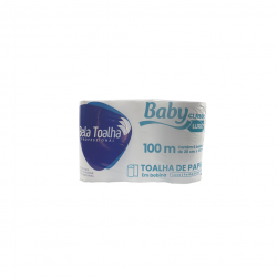 Papel Toalha Bobina Baby Luxo Branco com 6 rolos de 100m Papel Toalha Bobina Baby Luxo Branco com 6 rolos de 100m