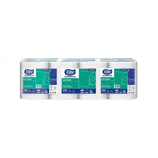 Papel Toalha Bobina Elite Classic 100% Celulose com 8 rolos de 250m Papel Toalha Bobina Elite Classic 100% Celulose com 8 rolos de 250m