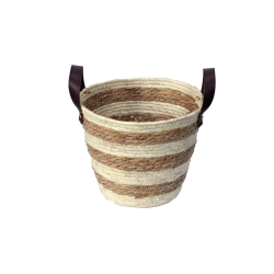 Cesto de Fibra Natural com Alça Paramount Mocca 28x22cm 