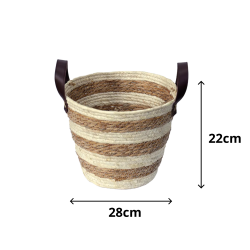 Cesto de Fibra Natural com Alça Paramount Mocca 28x22cm 