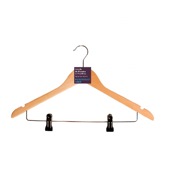 Cabide para Roupas Paramount Madeira c/ Presilhas
