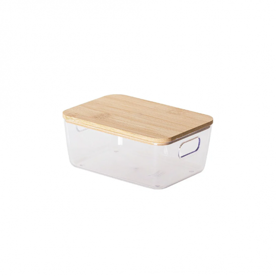 Cesto Organizador com Tampa Bambu Idealle Eco 19x13x8cm Cesto Organizador com Tampa Bambu Idealle Eco 19x13x8cm