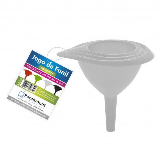 Jogo de Funil Plástico Paramount com 3 peças Jogo de Funil Plástico Paramount com 3 peças