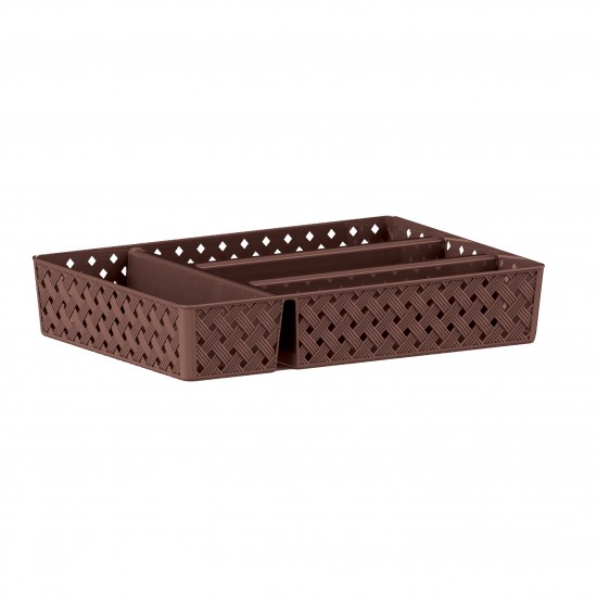 Porta Talheres 4 Divisórias sem Tampa Paramount Rattan Marrom Porta Talheres 4 Divisórias sem Tampa Paramount Rattan Marrom