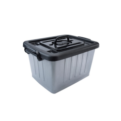 Caixa Organizadora Plasnew 26L Cinza e Preto 