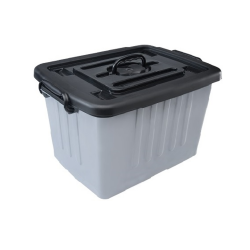 Caixa Organizadora Plasnew 38,2L Cinza e Preto
