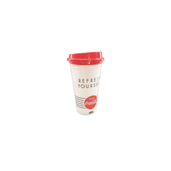 Copo Plástico 500mL Plasútil Coca-Cola com Tampa Bico Copo Plástico 500mL Plasútil Coca-Cola com Tampa Bico