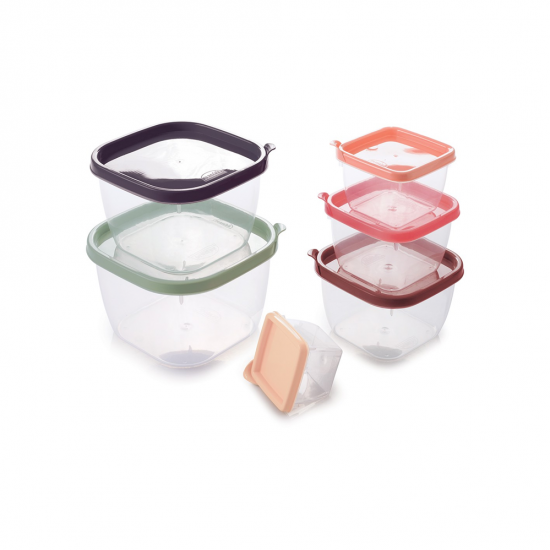 Conjunto de Potes Qudrados Plasútil Conect com 6 peças Conjunto de Potes Qudrados Plasútil Conect com 6 peças