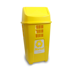 Lixeira com Tampa Basculante 50L Plasvale - Amarelo