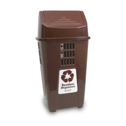 Lixeira com Tampa Basculante 50L Plasvale - Marrom Lixeira com Tampa Basculante 50L Plasvale - Marrom
