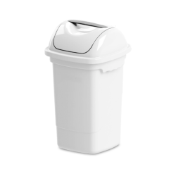 Lixeira com Tampa Basculante 30L Plasvale Quadrada - Branco