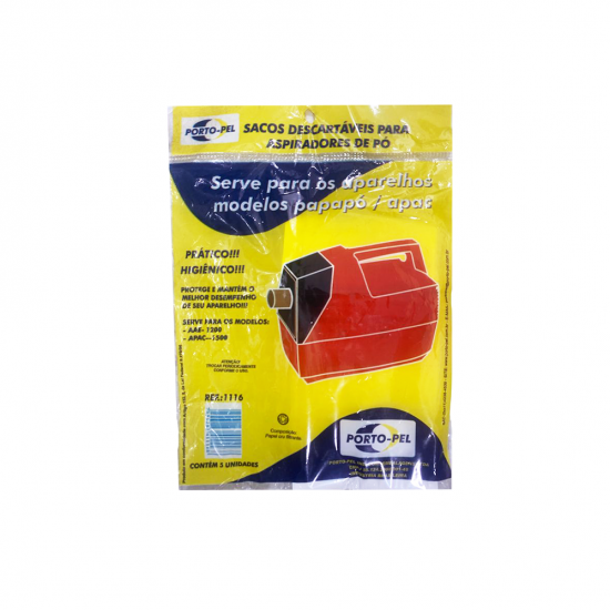 Saco para Aspirador de Pó Porto-Pel Arno Apac Papa Pó com 5 unid.