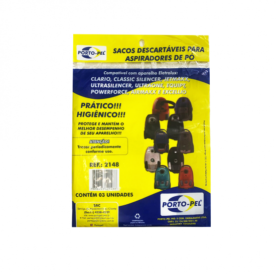 Saco para Aspirador de Pó Porto-Pel Eletrolux Clario com 3 unid. Saco para Aspirador de Pó Porto-Pel Eletrolux Clario com 3 unid.