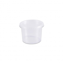 Pote Plástico Descartável Redondo com Tampa 1000mL Prafesta com 24 unid.