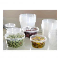 Pote Plástico Descartável Redondo com Tampa Lacre 1000mL Prafesta com 10 unid.