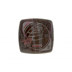 Prato Descartável Quadrado Médio 15cm Preto Prafesta com 10 unid.