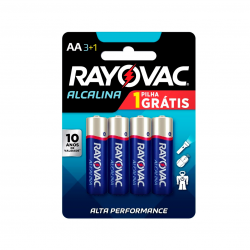 Pilha Alcalina AA Pequena Rayovac com 4 unid. LEVE 4 PAGUE 3