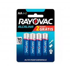 Pilha Alcalina AA Pequena Rayovac com 6 unid. LEVE 6 PAGUE 4