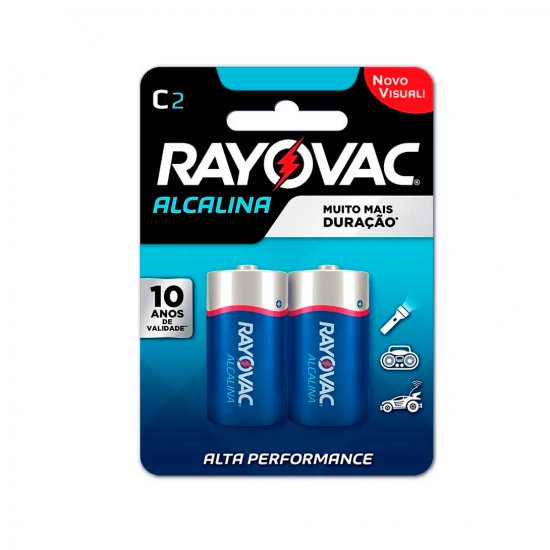 Pilha Alcalina C Média Rayovac com 2 unid. Pilha Alcalina C Média Rayovac com 2 unid.