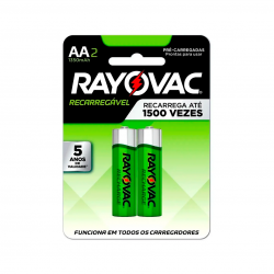 Pilha Recarregável AA Pequena Rayovac 1350mAh com 2 unid.