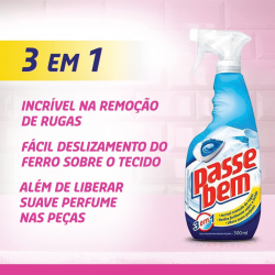 Facilitador de Passar Roupas Passe Bem 500mL Spray Facilitador de Passar Roupas Passe Bem 500mL Spray