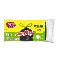 Saco de Lixo 50L Preto Embalixo com 30 unid. com Alça