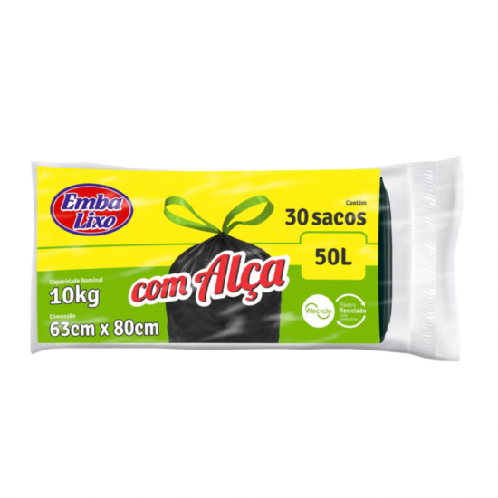 Saco de Lixo 50L Preto Embalixo com 30 unid. com Alça Saco de Lixo 50L Preto Embalixo com 30 unid. com Alça