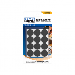 Feltro Adesivo Redondo 20mm Tekbond com 24 unid.