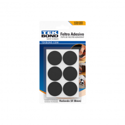 Feltro Adesivo Redondo 30mm Tekbond com 12 unid.