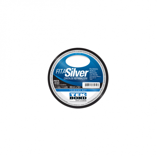 Fita Adesiva Silver Tape Preta Tekbond 48mm x 5m Fita Adesiva Silver Tape Preta Tekbond 48mm x 5m
