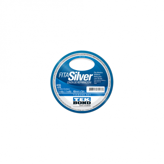 Fita Adesiva Silver Tape Azul Tekbond 48mm x 5m 