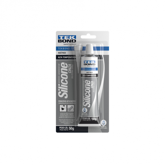 Silicone Acético Alta Temperatura Cinza Tekbond 50g Silicone Acético Alta Temperatura Cinza Tekbond 50g
