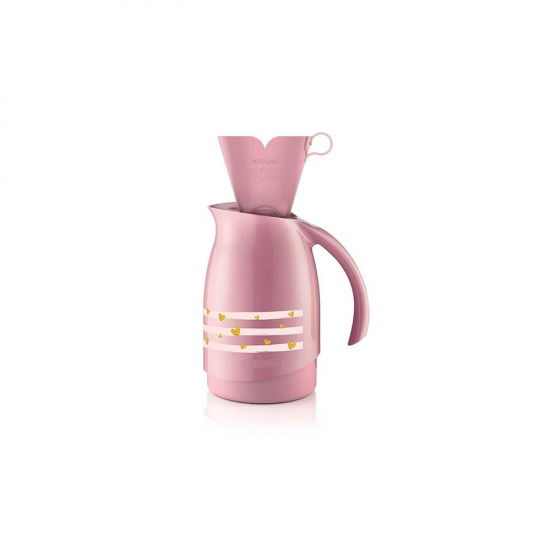 Conjunto Garrafa Térmica 700mL Rosa + Suporte Filtro de Café 102 Sanremo Conjunto Garrafa Térmica 700mL Rosa + Suporte Filtro de Café 102 Sanremo