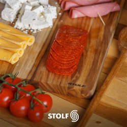 Tábua de Corte Madeira com Alça e Canaleta Stolf Teka 39x25cm