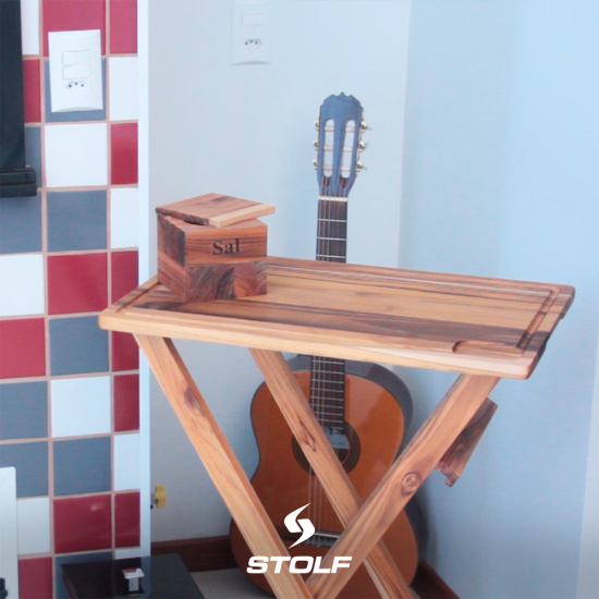 Tábua Mesa Desmontável para Churrasco Stolf Teka 38x58cm Tábua Mesa Desmontável para Churrasco Stolf Teka 38x58cm