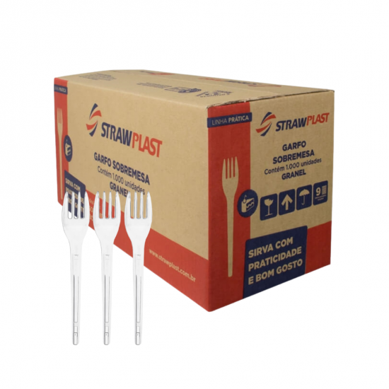 Garfo Descartável Sobremesa Cristal Strawplast com 1000 unid. Garfo Descartável Sobremesa Cristal Strawplast com 1000 unid.