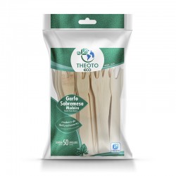 Garfo Descartável Sobremesa de Madeira Theoto com 50 unid.