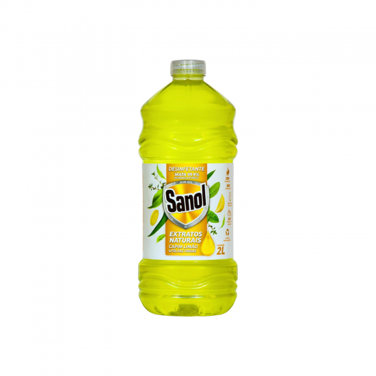 Desinfetante Sanol Extratos Naturais Capim Limão e Folhas Verdes 2L Desinfetante Sanol Extratos Naturais Capim Limão e Folhas Verdes 2L