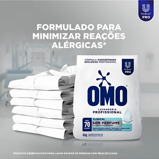 Sabão em Pó Omo Clinical Pro Lavanderia Profissional Sem Perfume 4kg
